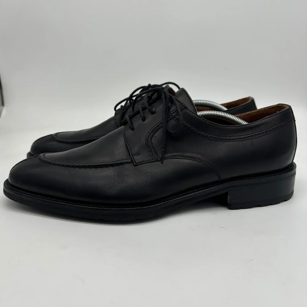 Faconnable Alan Men Oxford Dress Shoes 13M Black Leather Split Toe Made In Italy